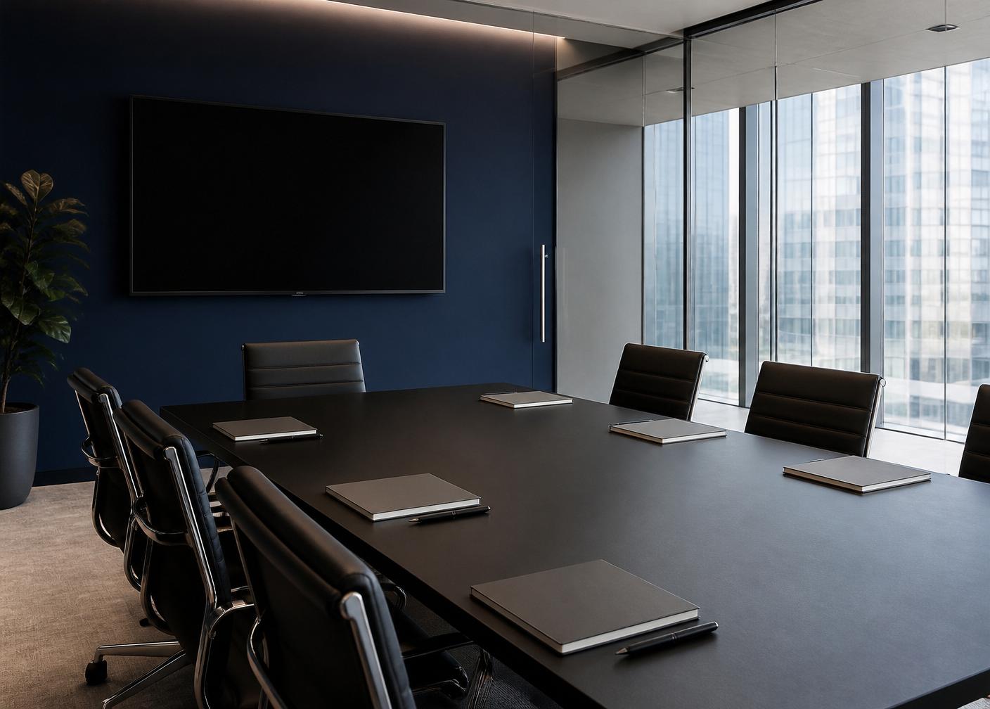 Meeting room prepared for a client working session